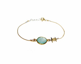 Bracelet femme en calcédoine,bijoux boho-chic, bijoux fait main,bijoux en argent,cadeau fête des mères, anniversaire