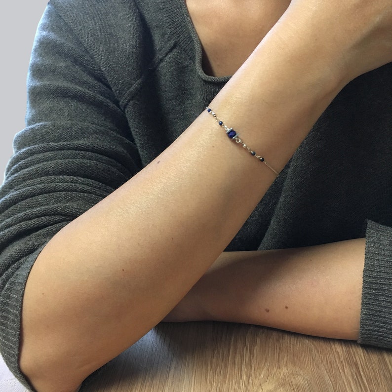 Bracelet femme en lapis-lazuli, bracelet en pierres fines, cadeau pour elle, cadeau anniversaire image 1