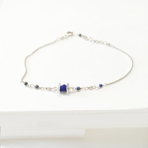 Bracelet femme en lapis-lazuli, bracelet en pierres fines, cadeau pour elle, cadeau anniversaire image 2