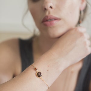 Mag bracelet in vermeil and smoked quartz, boho-chic jewelry, handmade jewelry, silver jewelry, fine stones, woman gift, birthday gift