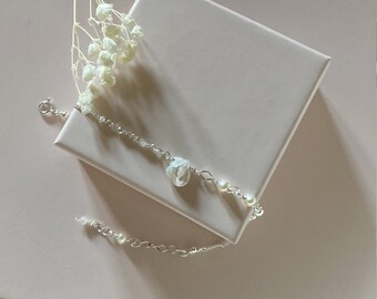 Bracelet pour femme en perles blanche, bracelet perles d'eau douce pour mariée.