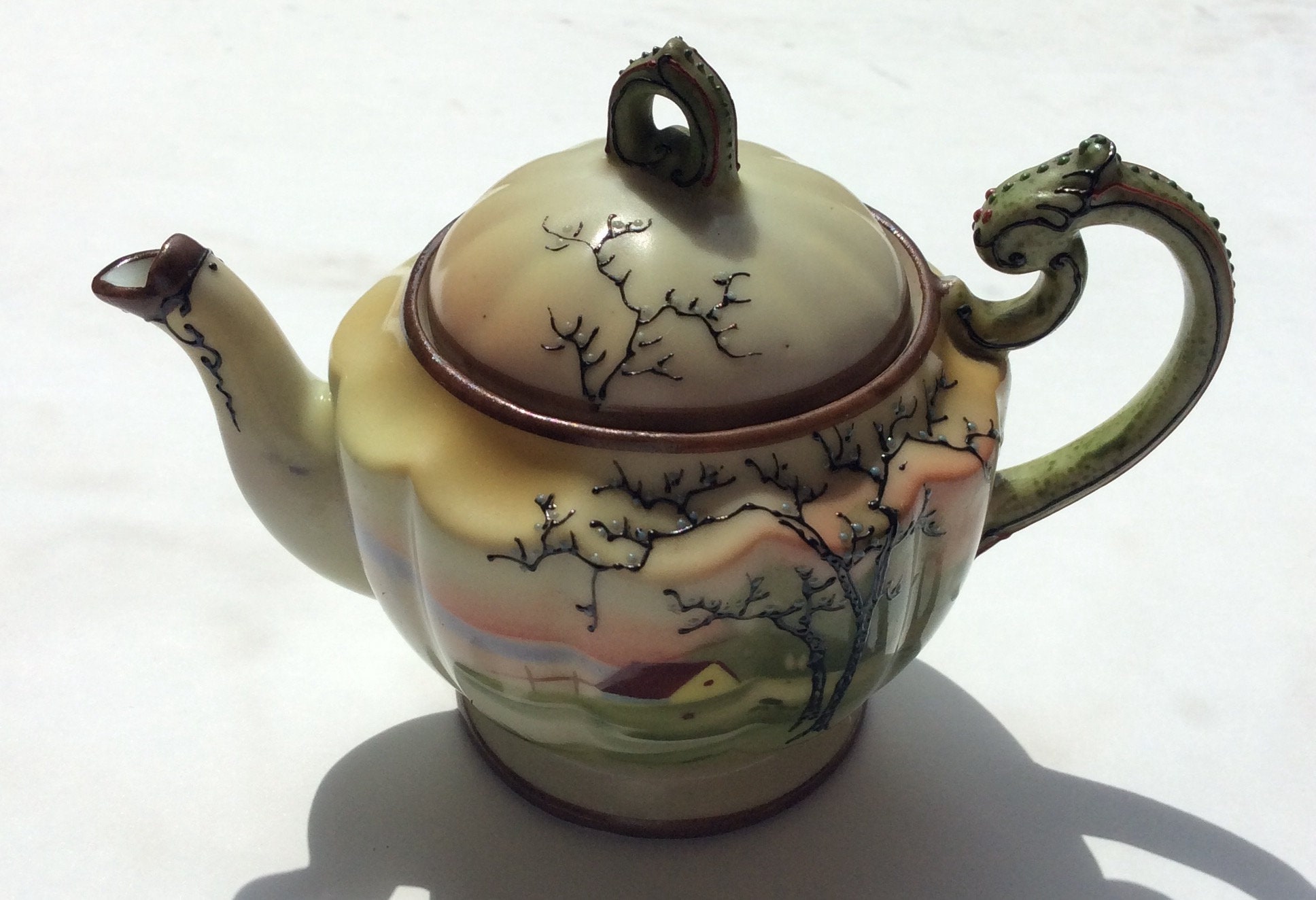 Antique Noritake Miniature Teapot. Hand Painted Japanese Etsy