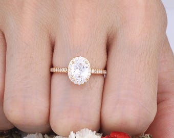 Yellow Gold Plated Oval Halo CZ Silver Wedding Ring / Halo Engagement Anniversary Ring / Sterling Silver Ring / Bridesmaid Jewelry