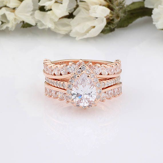 3 piece ring set gold