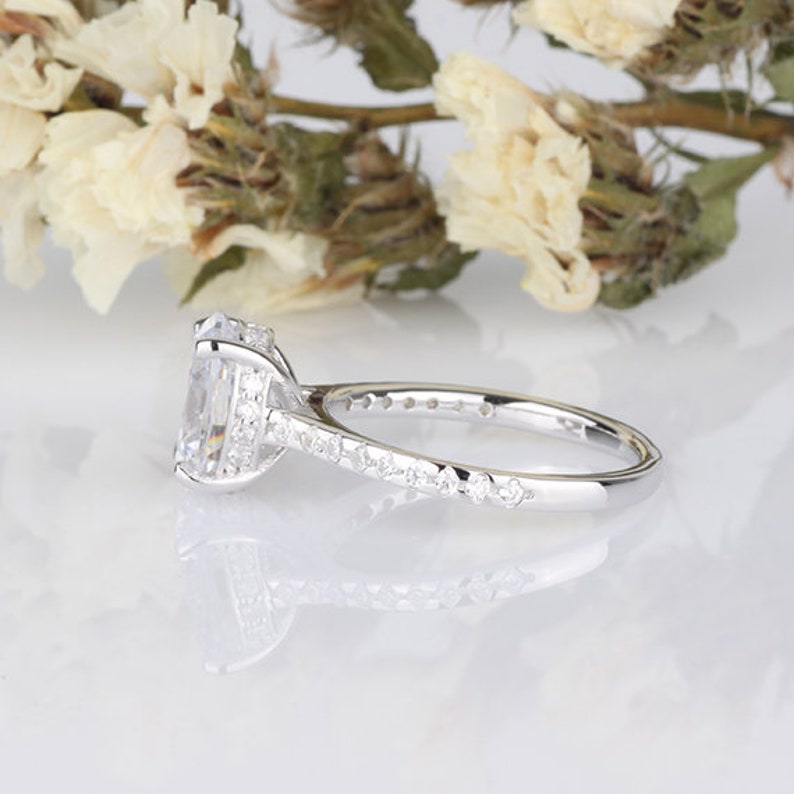 2 Carats Oval CZ Wedding Engagement Ring Cubic Zirconia Ring Anniversary Ring Sterling Silver Gift for Her Birthday Gifts