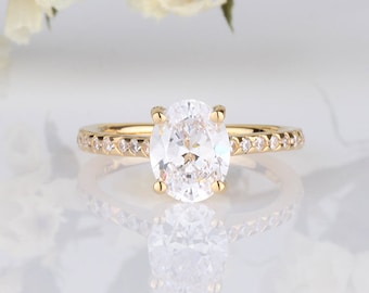 2 CT Oval CZ Solitaire Ring, Promise Ring, Wedding Engagement Ring, Anniversary Ring, Diamond Simulant CZ Ring, Bridal Jewelry