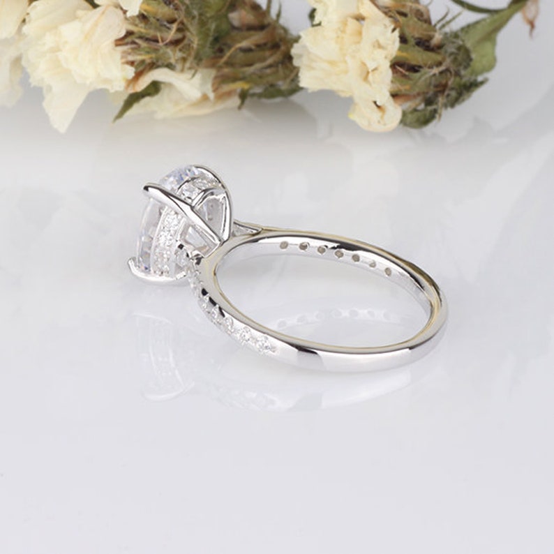 2 Carats Oval CZ Wedding Engagement Ring Cubic Zirconia Ring Anniversary Ring Sterling Silver Gift for Her Birthday Gifts