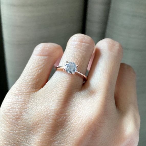 7mm Round Cubic Zirconia Solitaire Wedding Ring / Promise Ring Etsy