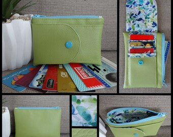 Card holder / Wallet 2 in 1 Almond green imitation Watercolor print