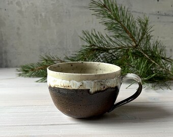White crystal glaze with a hint of bronze mug