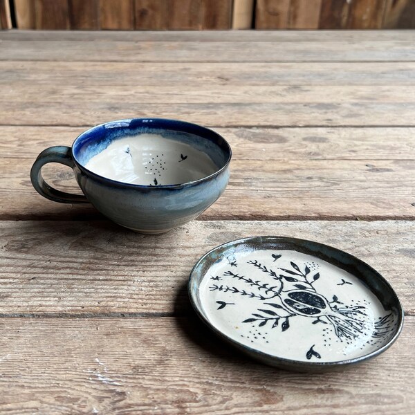 Blue Seed Mug , Handmade ceramics.