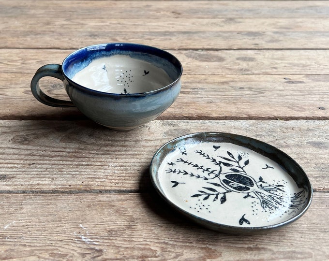 Blue Seed Mug , Handmade ceramics.