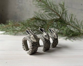 Hare napkin rings set