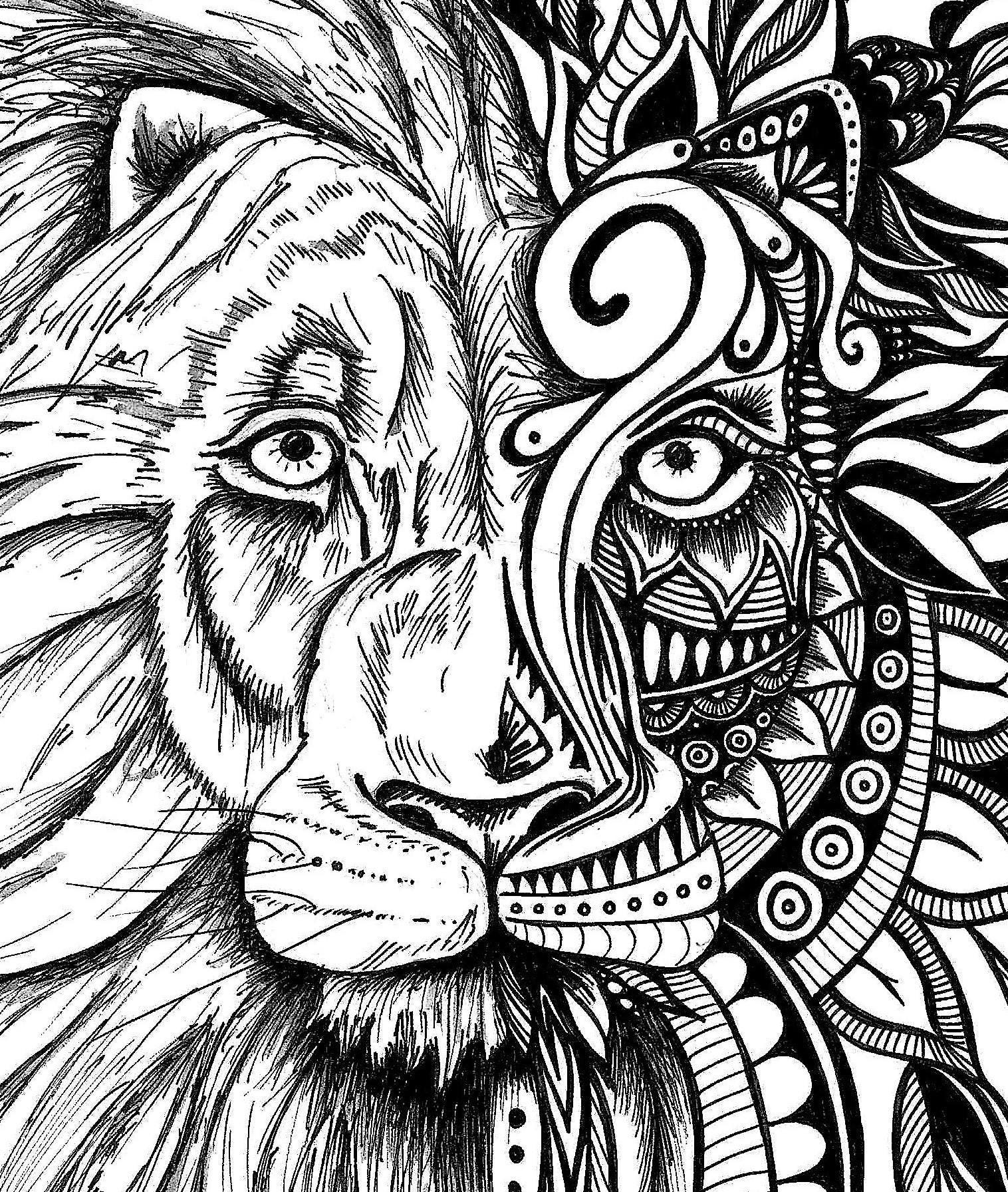 絵画 LIONSAN Lion Print, Zentangle Art, Lion Drawing, Art Prints, Black