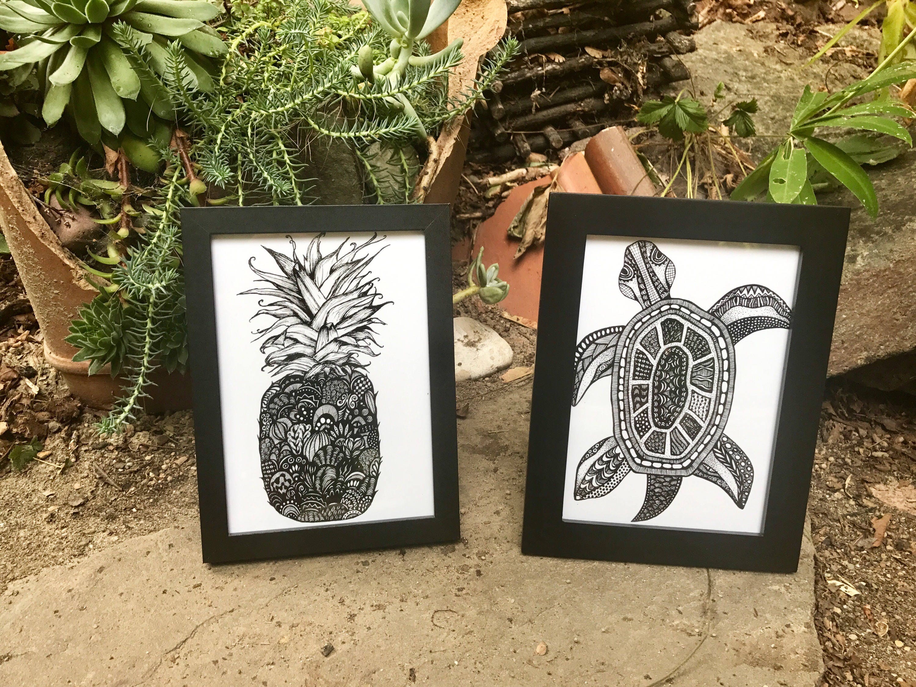 Buy Turtle Print, Zentangle, Turtle Drawing, Art Prints, Black and