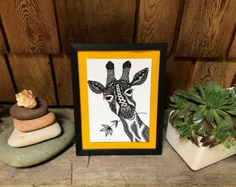 Giraffe Print, Zentangle, Giraffe Drawing, Art Prints, Black