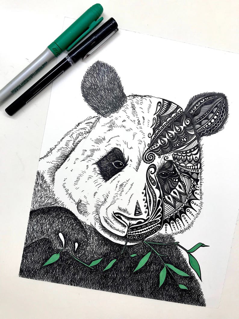 Panda print zentangle art panda gift art prints panda art  etsy Panda print zentangle art panda gift art prints panda art  etsy