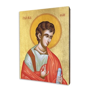 Icon of St. Thomas - a religious gift, handmade religious wood icon, gilded, beautiful gift, 5 sizes to choose.