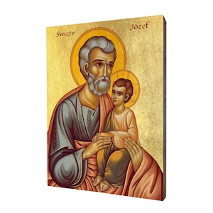 Icon of Saint Joseph - a religious gift, handmade religious wood icon, gilded, beautiful gift, 5 sizes to choose.