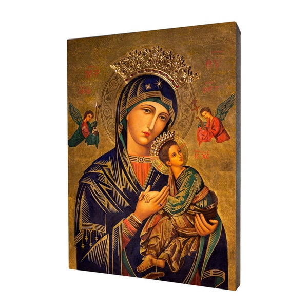 Notre-Dame du Perpétuel Secours, imprimé sur une planche de tilleul, décoration religieuse