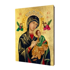 Ikone unserer Lieben Frau der ewigen Hilfe - ein religiöses Geschenk, handgemachte religiöse Holz ikone, vergoldet, schönes Geschenk, 5 Größen zur Auswahl.