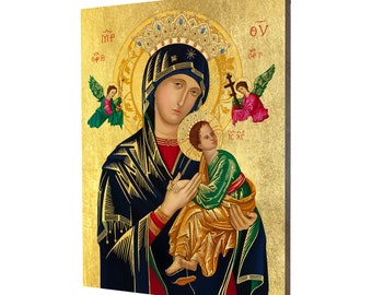 Icon of Our Lady of Perpetual Help - a religious gift, handmade religious wood icon, gilded, beautiful gift, 5 sizes to choose.