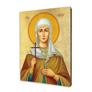 Icon of St. Emily - a religious gift, handmade religious wood icon, gilded, beautiful gift, 5 sizes to choose.