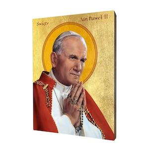 Icône religieuse de Saint Jean-Paul II - un cadeau religieux, icône en bois religieux faite à la main, dorée, beau cadeau, 5 tailles au choix.