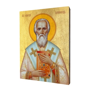 Ikona Świętego Ignacego Antiocheńskiego - prezent religijny, ręcznie wykonana ikona religijna z drewna, złocona, piękny prezent, dostępna w 5 rozmiarach.