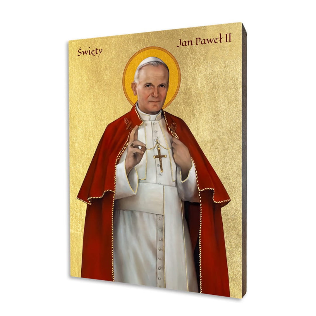 Handmade Saint John Paul II Icon: Gilded Religious Gift - Etsy