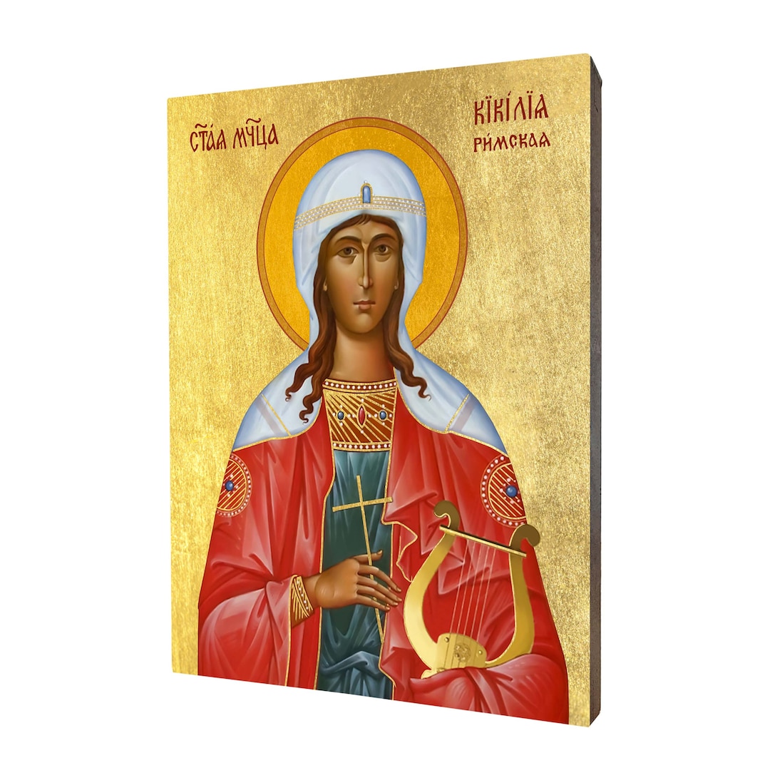 Handmade Saint Cecilia Icon: Gilded Religious Gift, Wood Icon - Etsy