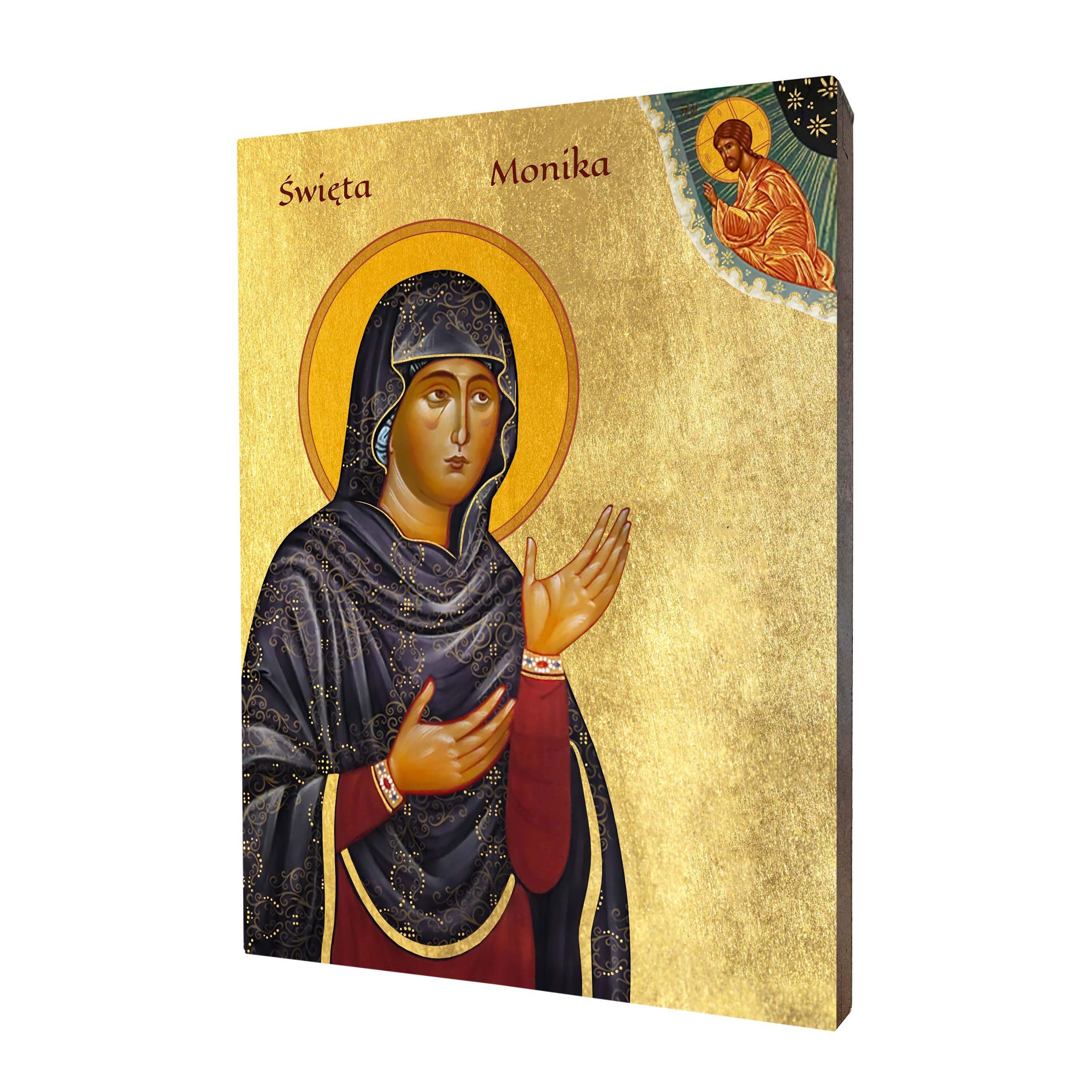 Saint Monica religious icon - a religious gift, handmade religious wood icon, gilded, beautiful gift, 5 sizes to choose.