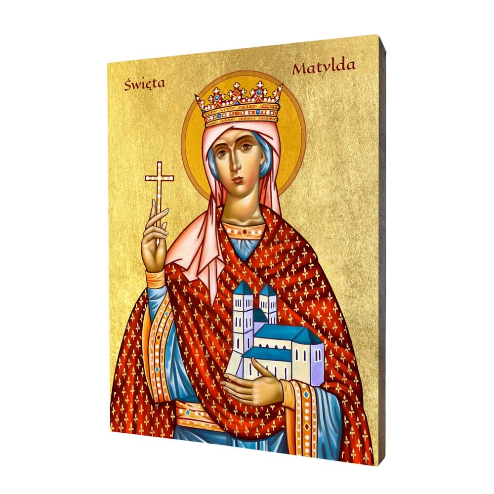 Saint Matilda icon - a religious gift, handmade religious wood icon, gilded, beautiful gift, 5 sizes to choose.