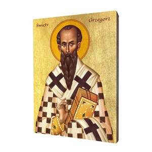 Saint Gregory religious icon - a religious gift, handmade religious wood icon, gilded, beautiful gift, 5 sizes to choose.