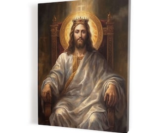 Christ the King on the throne, print on canvas, Wall Art, Home Decor, Religious print on canvas