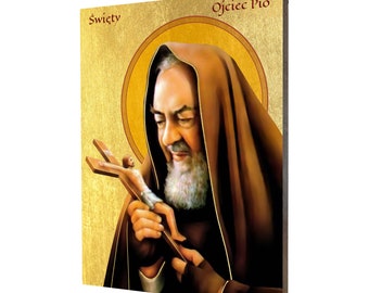 Saint Padre Pio religious icon - a religious gift, handmade religious wood icon, gilded, beautiful gift, 5 sizes to choose.