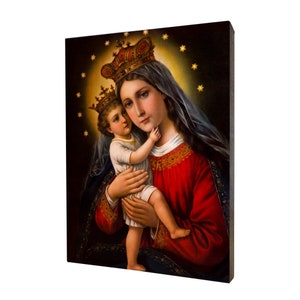 Mother of God, print on a linden board, religious home decor