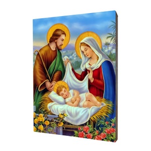 Icon of the Holy Family - a religious gift, handmade religious wood icon, gilded, beautiful gift, 5 sizes to choose.