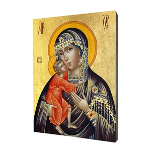 Handmade Our Lady of Fedorov Icon: Gilded Religious Gift