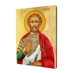 Icon of Saint Valentine - a religious gift, handmade religious wood icon, gilded, beautiful gift, 5 sizes to choose.