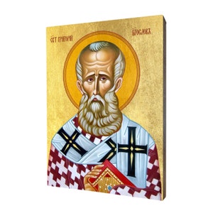 Icon of Saint Gregory - a religious gift, handmade religious wood icon, gilded, beautiful gift, 5 sizes to choose.