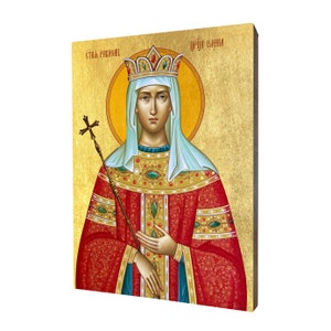Icon of Saint Helena - a religious gift, handmade religious wood icon, gilded, beautiful gift, 5 sizes to choose.