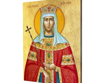 9 cm Saint St Helen St Elena Wooden Icon Double Embossed 2 1/2 in X 3 in 6 cm 9 cm Saint St Helen St Elena Wooden Icon Double Embossed 2 1/2 in X 3 in 6 cm