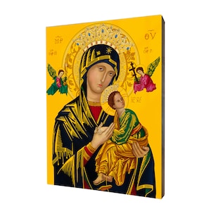 Our Lady of Perpetual Help, print on a linden board, religious home decor