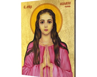 Icon of Saint Philomena- a religious gift, handmade religious wood icon, gilded, beautiful gift, 5 sizes to choose.