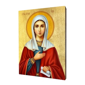 Icon of Saint Eve- a religious gift, handmade religious wood icon, gilded, beautiful gift, 5 sizes to choose.