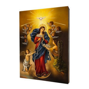 Our Lady Untying Knots Icon - a religious gift, handmade religious wood icon, gilded, beautiful gift, 5 sizes to choose.