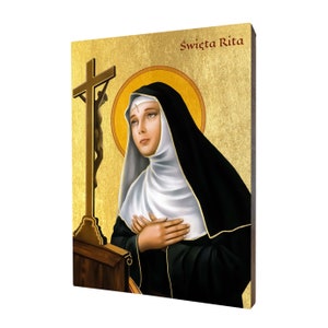 Icon of Saint Rita - a religious gift, handmade religious wood icon, gilded, beautiful gift, 5 sizes to choose.