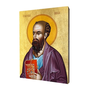 Ikona Świętego Pawła, Apostoła Narodów - prezent religijny, ręcznie wykonana ikona religijna z drewna, złocona, piękny prezent, dostępna w 5 rozmiarach.