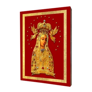 Icon of Our Lady of Lichen - a religious gift, handmade religious wood icon, gilded, beautiful gift